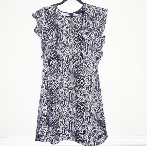 WHO WHAT WEAR | Snakeskin Ruffle Sleeve Dress - Picture 2 of 8